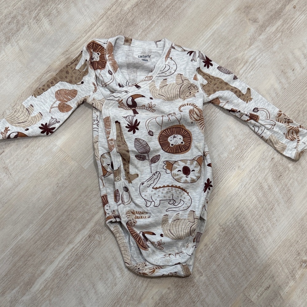 Carter's Cream and Brown Safari Print Bodysuit